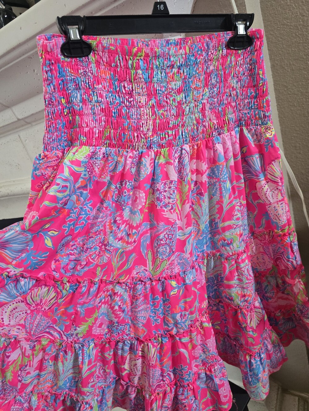 Lilly Pulitzer Hot Pink Multi-Color Floral Tiered Smocked Skirt - Picture 4 of 10